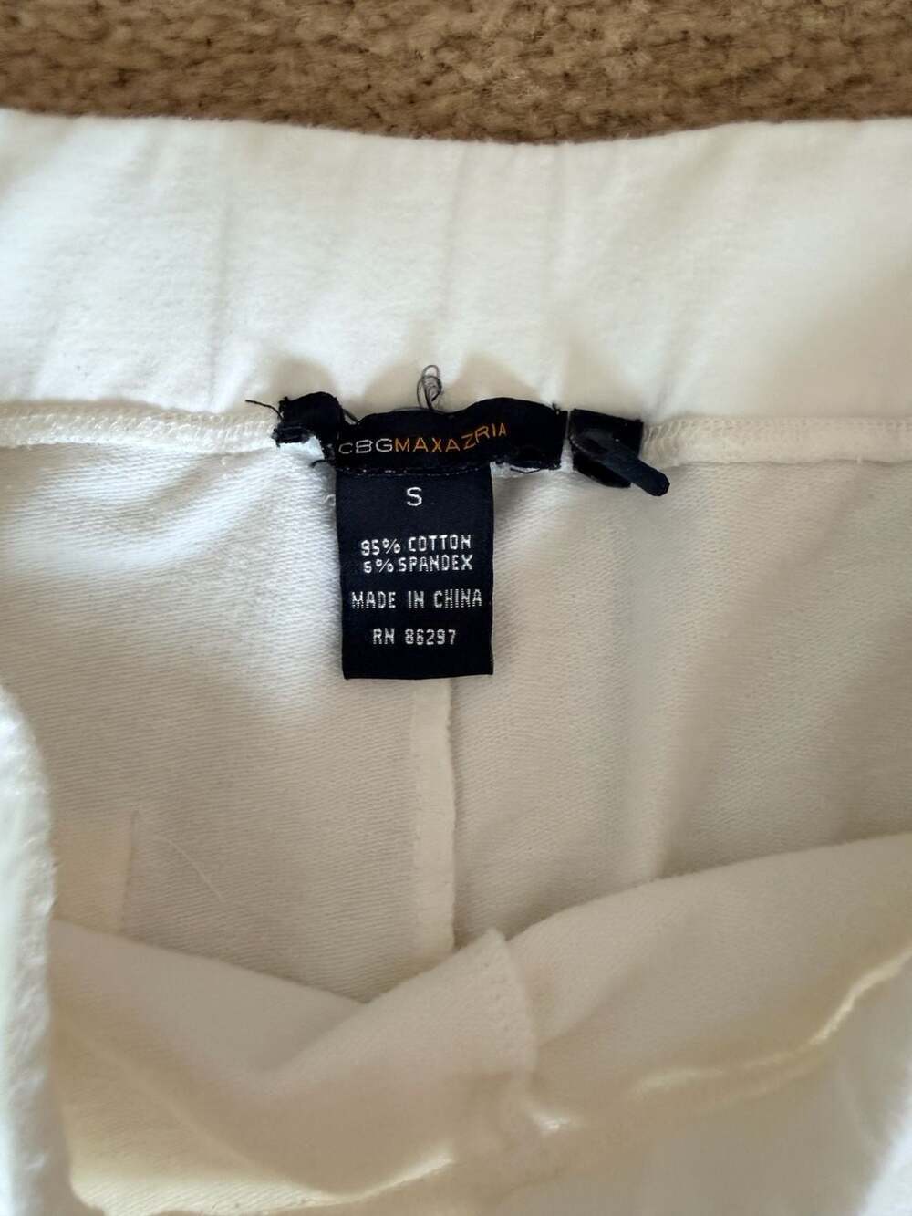 BCBGMAXAZRIA White Rainbow Stripe Rhinestone Logo Sweatpants Size S - Picture 6 of 9